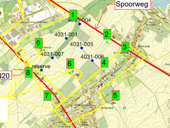 Kaart met sonderingsproeven